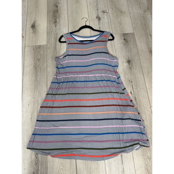 Maurices 24/7 XL Gray Multicolor Striped Sleeveless Knit Casual Dress Women's - Picture 1 of 7